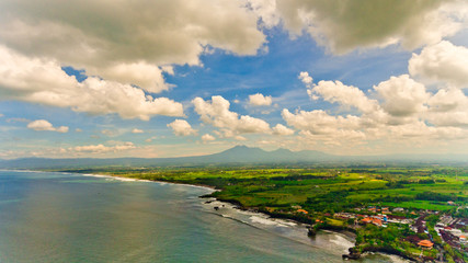 Fototapeta premium Beautiful view of the sea landscape. Aerial view. Tanah lot, Bali, Indonesia.