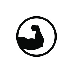 Strong muscles icon. Protein logo. Vector