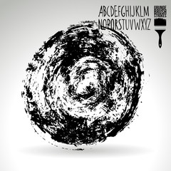 Black brush stroke and texture. Grunge vector abstract hand - painted element. Underline and border design.
