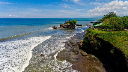 Beautiful view of the sea landscape. Aerial view. Tanah lot, Bali, Indonesia.