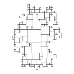 Germany map from black pattern from a grid of squares of different sizes . Vector illustration.