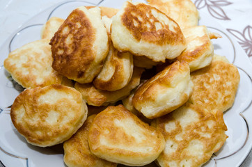 Tasty, homemade pancakes on a plate.