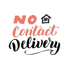 Contactless delivery typography promotion. No contact text banner. Courier service font poster. Vector eps 10.