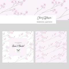 hand drawn Cherry Blossom Floral Seamless Pattern 