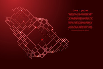 Saudi Arabia map from red pattern from a grid of squares of different sizes . Vector illustration.