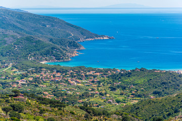 Fototapeta na wymiar Beautiful panoramic sight in Elba Island. Province of Livorno, Tuscany, Italy.
