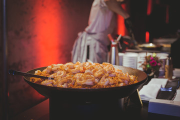 Live Cooking Schrimps Meal Catering Event