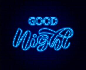 Good night brush lettering. Vector stock illustration for card or poster
