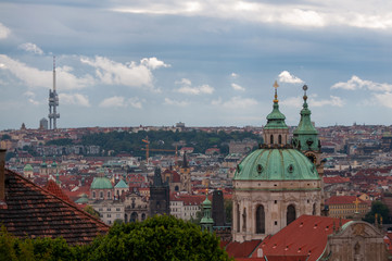 Fototapeta na wymiar View of Prague from the hill of Prague Castle.