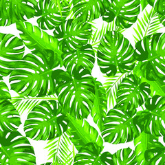 monstera leaf design seamless pattern