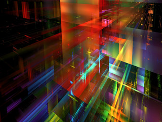 Colourful 3d illustration in technology or sci fi style