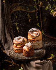 Cakes Craftily on the chair young leaves of birch and snow.