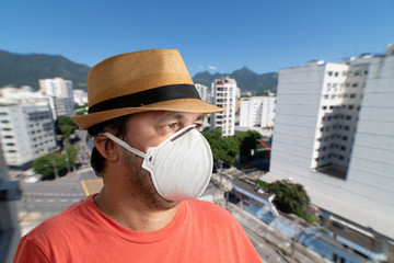 man wearing N-95 mask