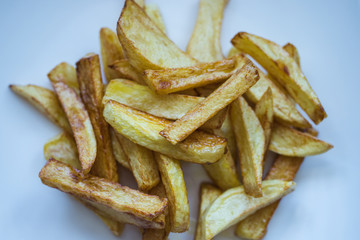 Picture of homemade golden fries, top view