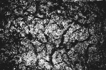 Distress old cracked concrete vector texture. EPS8 illustration. Black and white grunge background.