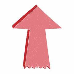 up arrow vector design. digital hand drawn style. grain texture