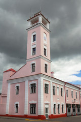 Polotsk Belarus, fire tower. View from the corner of the building
