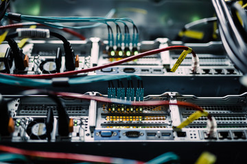 Close up of network server