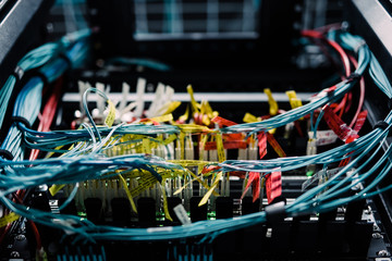 Close up of network server