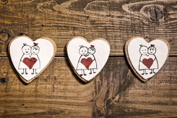 Valentine's cookies on rustic background