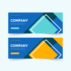 Fototapeta premium Business Banner. Presentation and Brochure. Horizontal header, web banner. Social Media Cover ads banner, flyer, social networks, talk bubble, poster. Vector illustration. 