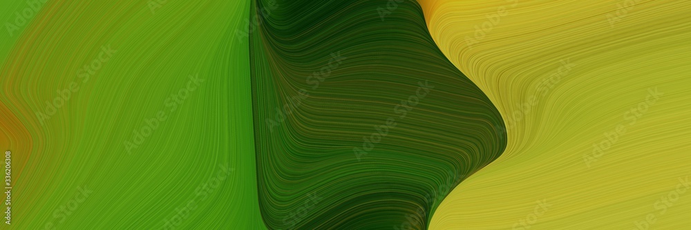 Poster elegant dynamic banner with dark green, yellow green and very dark green colors. fluid curved flowin