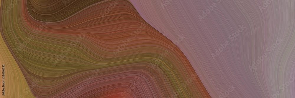Poster elegant moving horizontal banner with pastel brown, brown and gray gray colors. fluid curved lines with dynamic flowing waves and curves