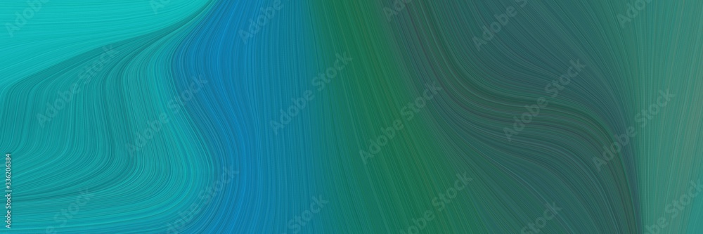 Poster elegant surreal horizontal header with dark slate gray, light sea green and dark cyan colors. fluid 