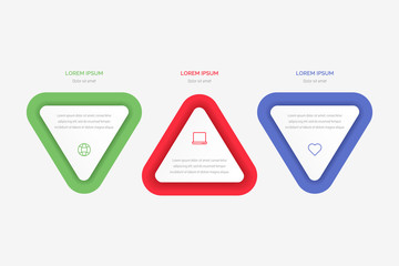 Vector triangle element infographic. Business concept with 3 options, parts, steps or processes.