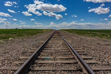 Railway somewhere in the United States with the tracks leading to the horizon