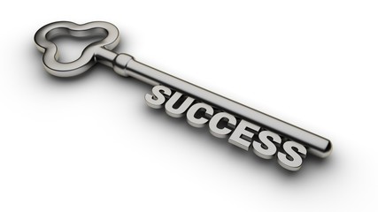 Key to Success and a keyhole isolated on white. 3D-rendering.