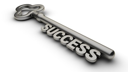 Key to Success and a keyhole isolated on white. 3D-rendering.