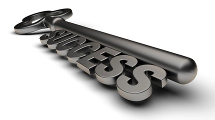 Key to Success and a keyhole isolated on white. 3D-rendering.