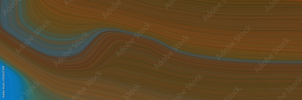 Poster elegant dynamic horizontal banner with dark olive green, chocolate and strong blue colors. fluid cur