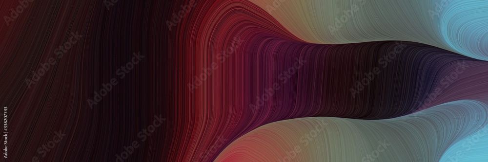Aufkleber elegant flowing designed horizontal banner with very dark pink, cadet blue and dim gray colors. fluid curved lines with dynamic flowing waves and curves