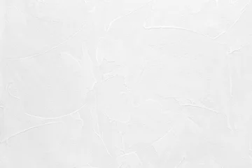 Fotobehang Textured white plaster on the wall. Background image, texture. © Aleksandr Simonov