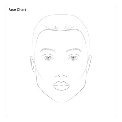 Face chart for makeup artist training. Square face.