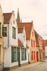 Medieval building in Bruges, Belgium. Old historical architecture.