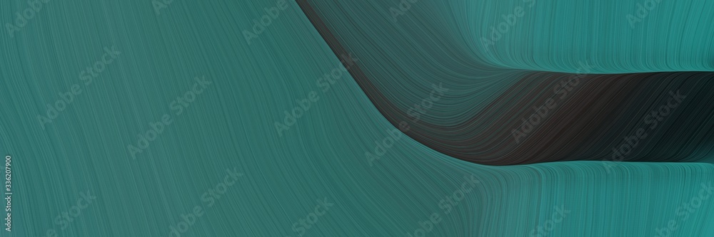 Aufkleber elegant colorful designed horizontal header with teal blue, very dark blue and dark slate gray colors. fluid curved lines with dynamic flowing waves and curves
