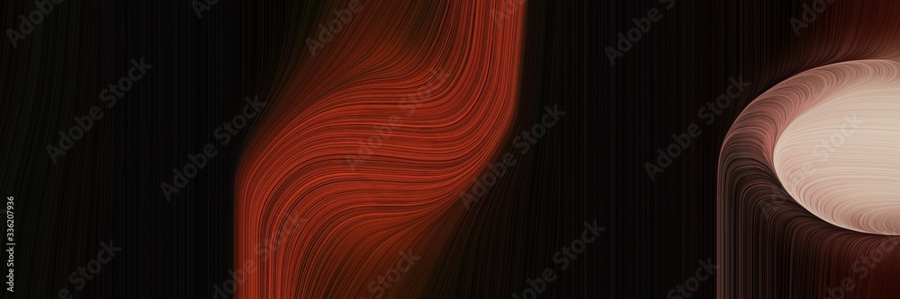 Poster elegant decorative designed horizontal header with indian red, black and sienna colors. fluid curved