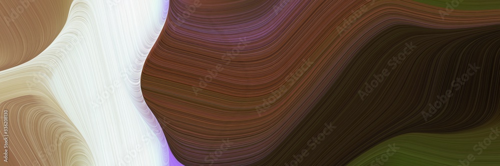 Aufkleber elegant surreal horizontal header with very dark green, light gray and pastel brown colors. fluid curved lines with dynamic flowing waves and curves