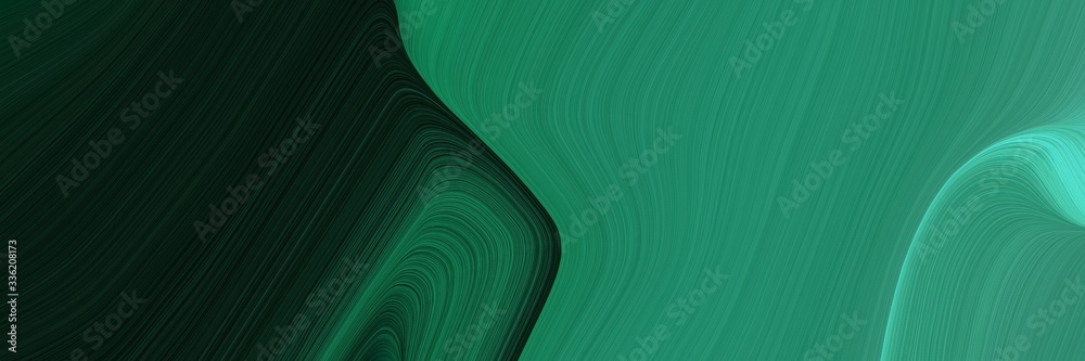 Poster elegant surreal designed horizontal banner with sea green, very dark green and medium turquoise colo