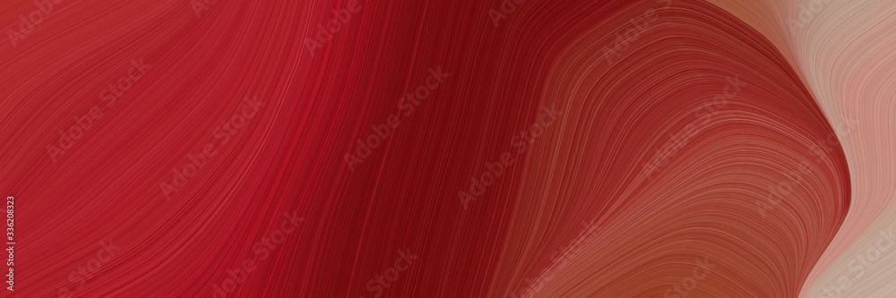 Poster elegant dynamic horizontal banner with firebrick, rosy brown and dark red colors. fluid curved lines with dynamic flowing waves and curves