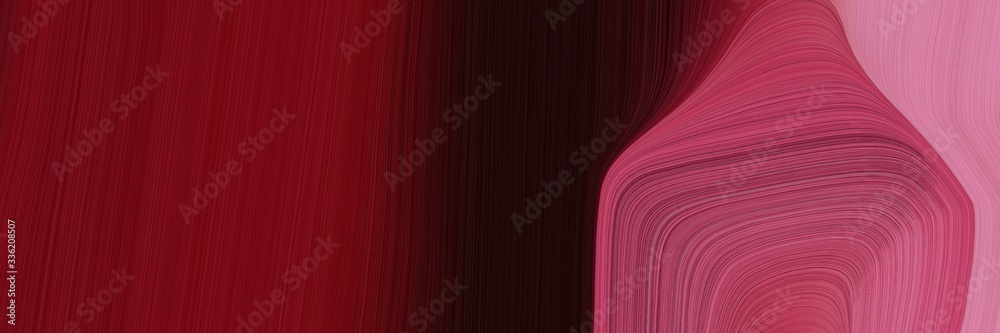 Poster elegant modern designed horizontal header with dark pink, dark red and mulberry  colors. fluid curved lines with dynamic flowing waves and curves