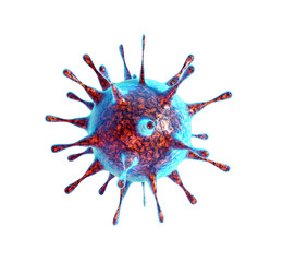 Coronavirus COVID-19 concept resposible for asian flu outbreak and coronaviruses influenza as dangerous flu strain cases as a pandemic. Microscope virus close up. 3d rendering. 