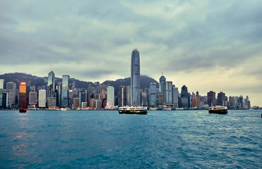 Fototapeta na wymiar Hong Kong skyline and Victoria Harbor.