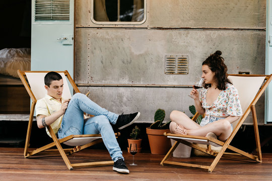 Young cute couple relaxing during holidays