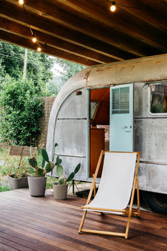 Travel trailer front side view