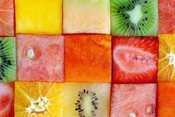 Cubed fresh organic fruit