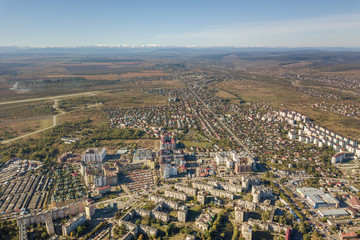 Aerial view of Ivano-Frankivsk city, Ukraine.